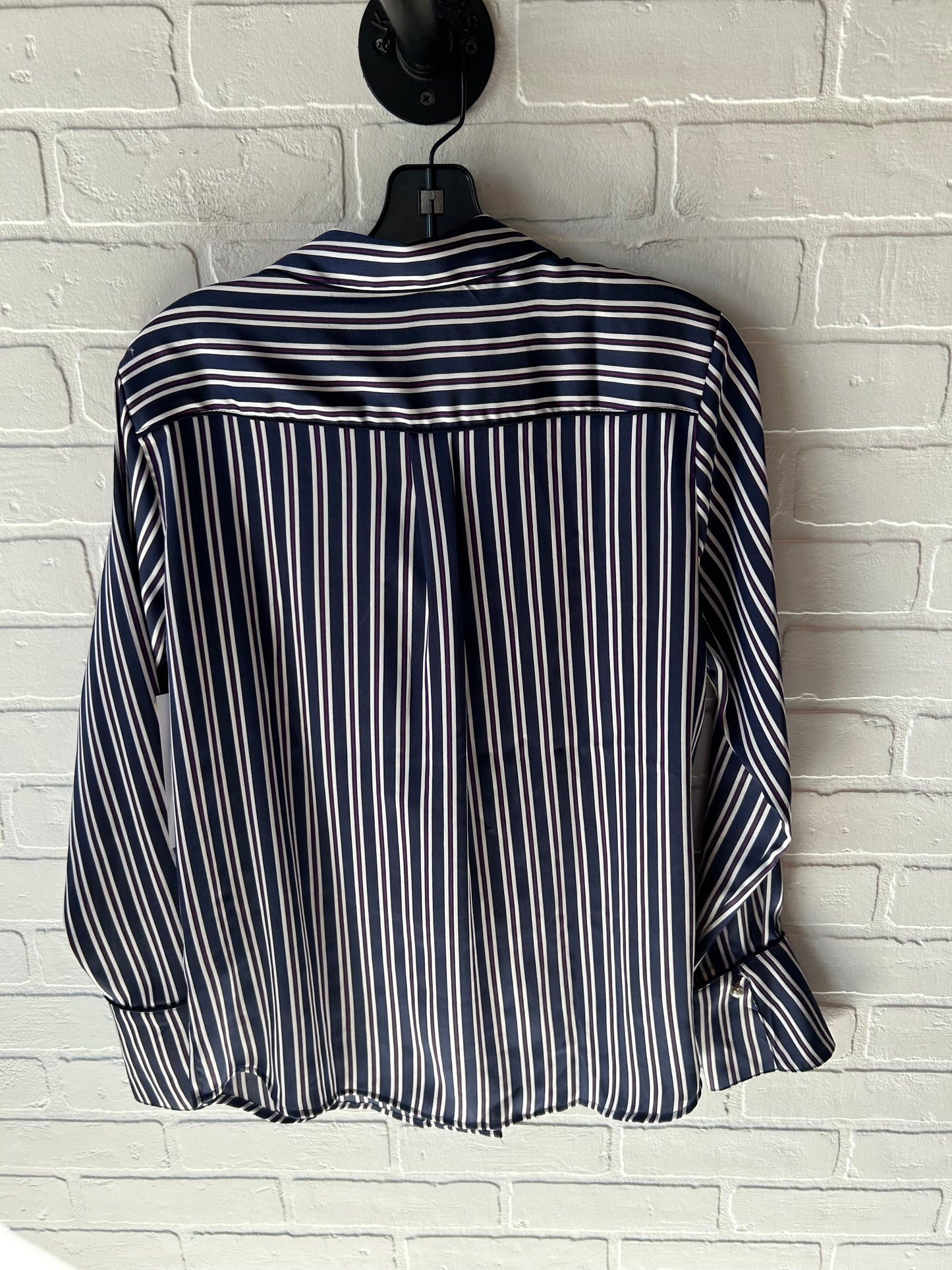 Top Long Sleeve By Banana Republic In Blue & White, Size: S