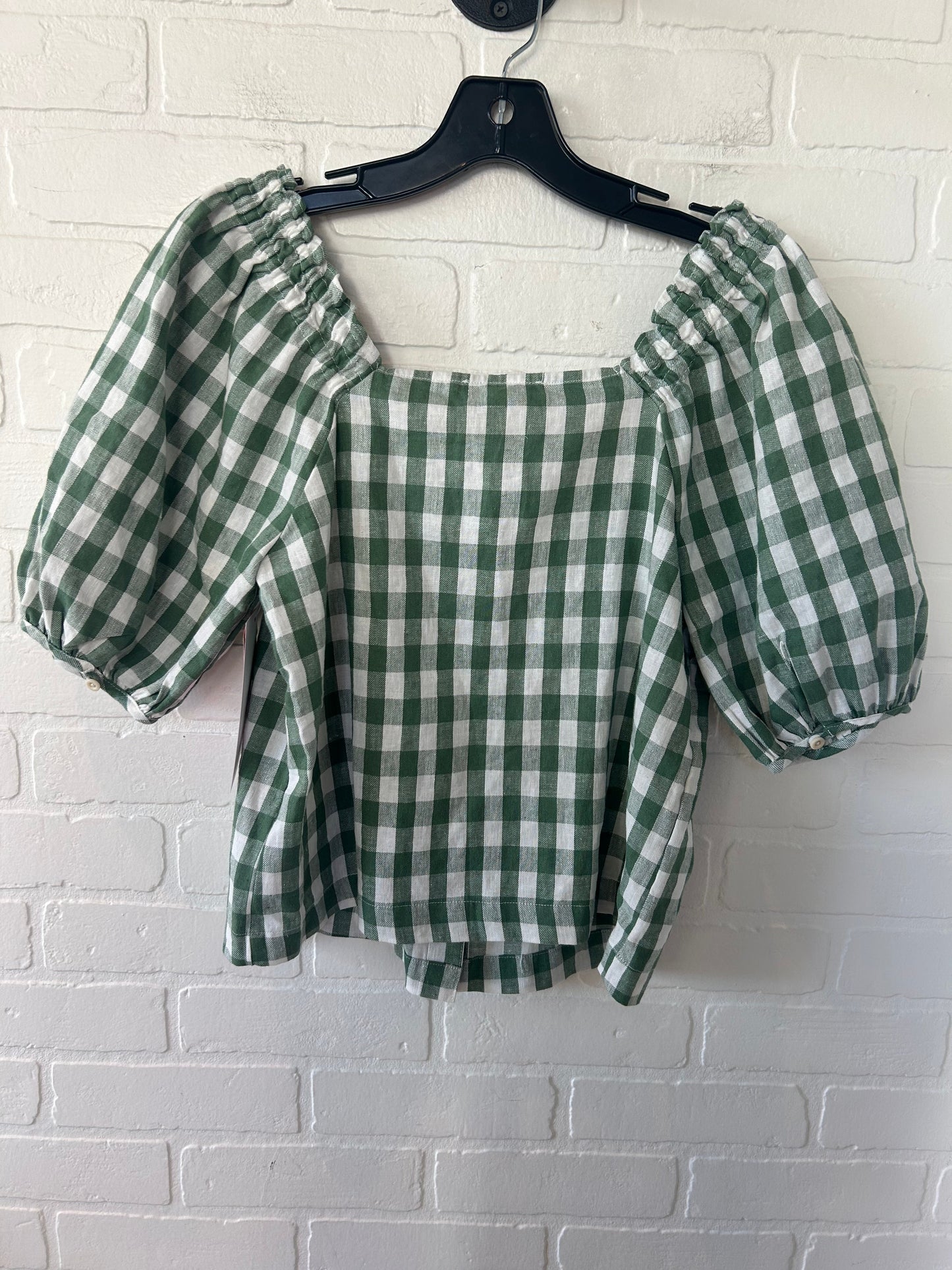 Top Short Sleeve By Madewell In Green & White, Size: S