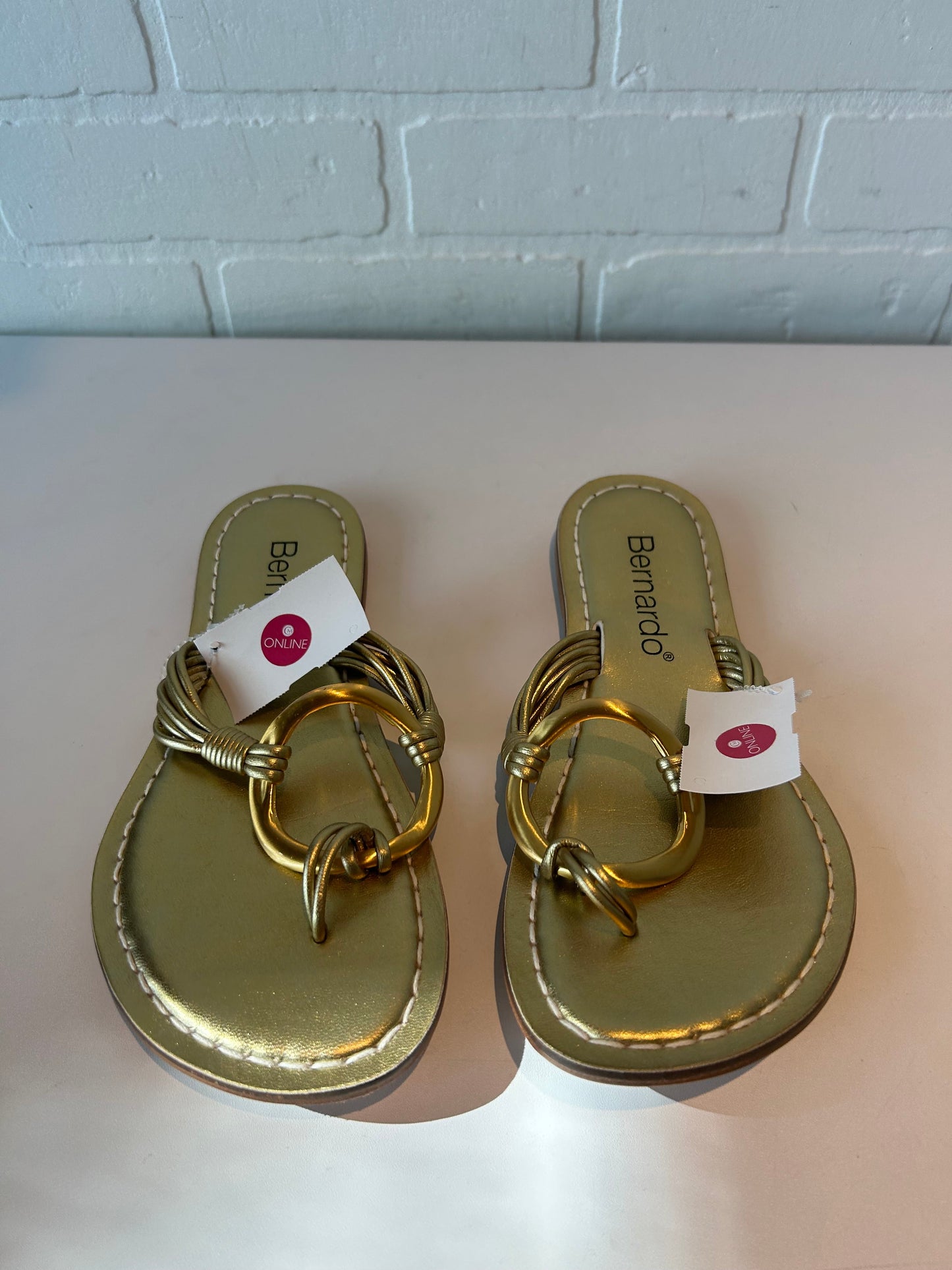 Sandals Flip Flops By Bernardo In Gold, Size: 8