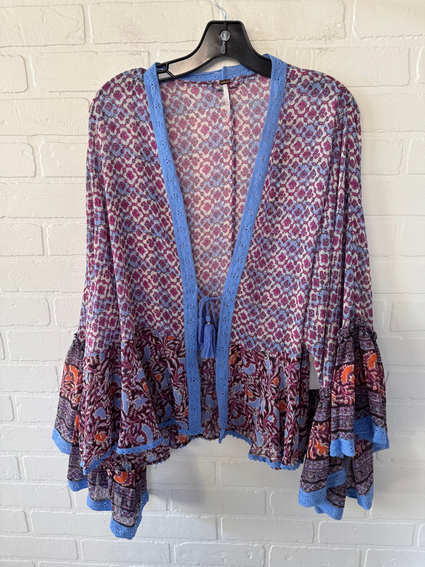 Cardigan By Free People In Blue & Pink, Size: Xs