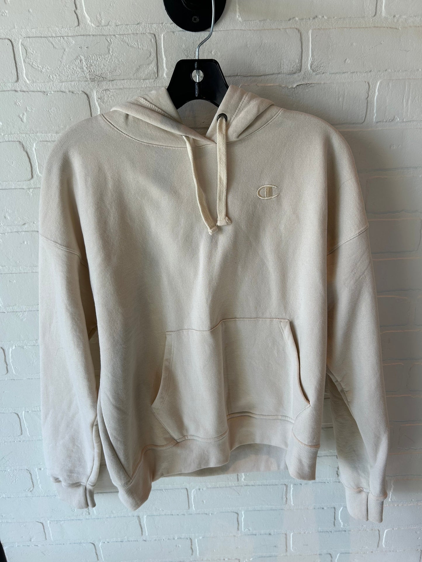 Sweatshirt Hoodie By Champion In Cream, Size: S