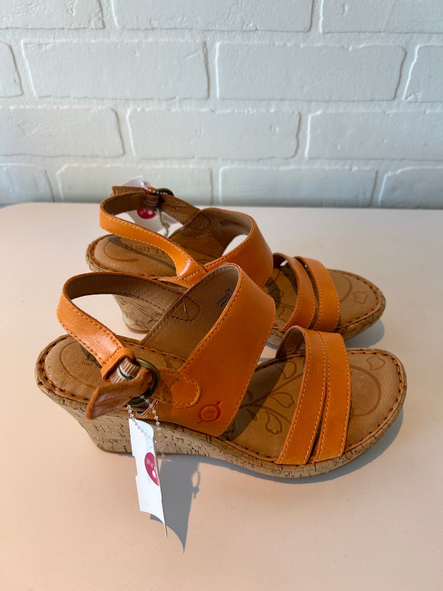 Sandals Heels Wedge By Born In Orange, Size: 7