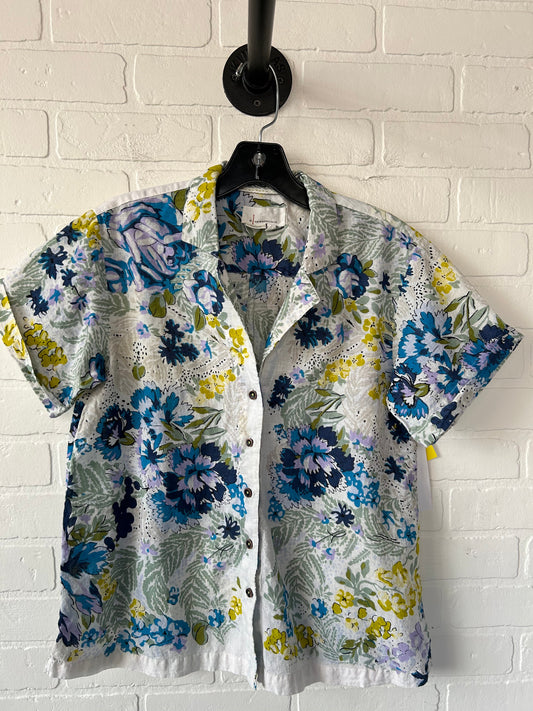 Top Short Sleeve By Anthropologie In Floral Print, Size: S