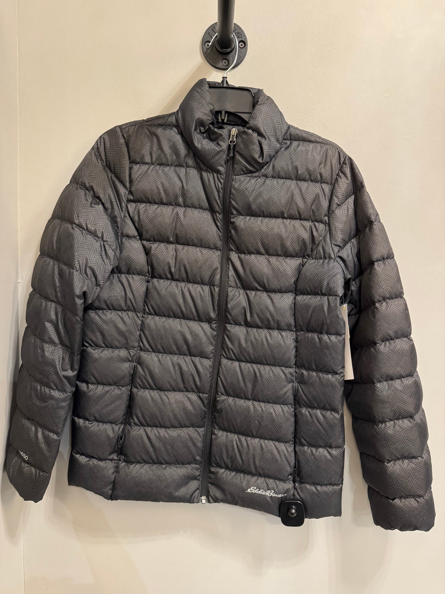 Jacket Puffer & Quilted By Eddie Bauer In Black & Grey, Size: M