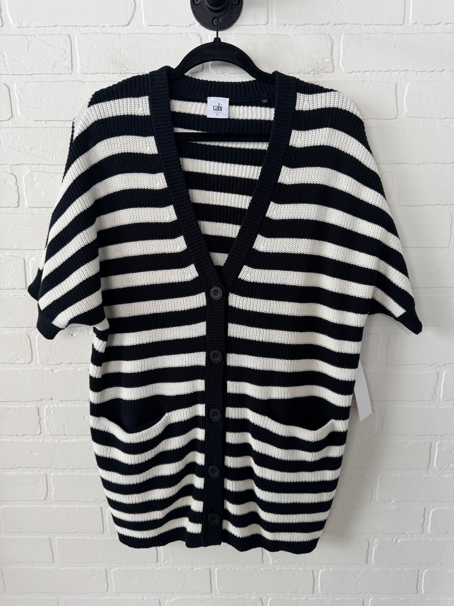 Sweater Cardigan By Cabi In Black & White, Size: S