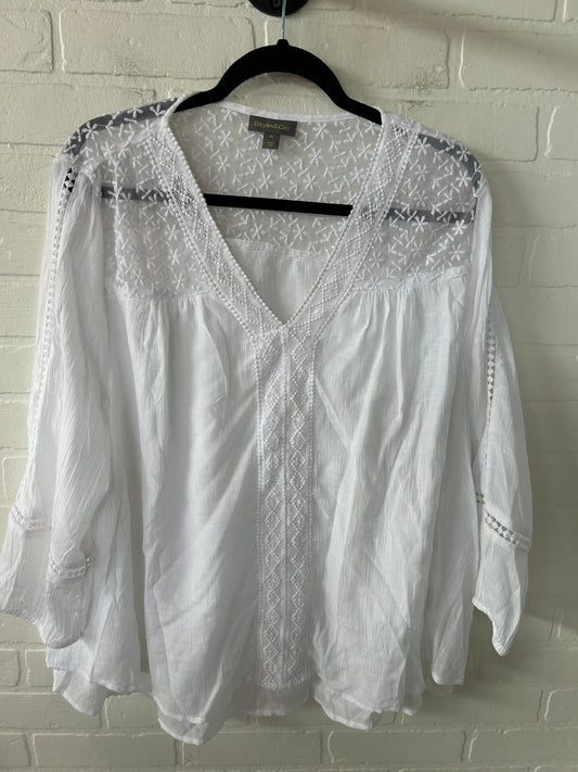 Top Long Sleeve By Style And Company In White, Size: Xl