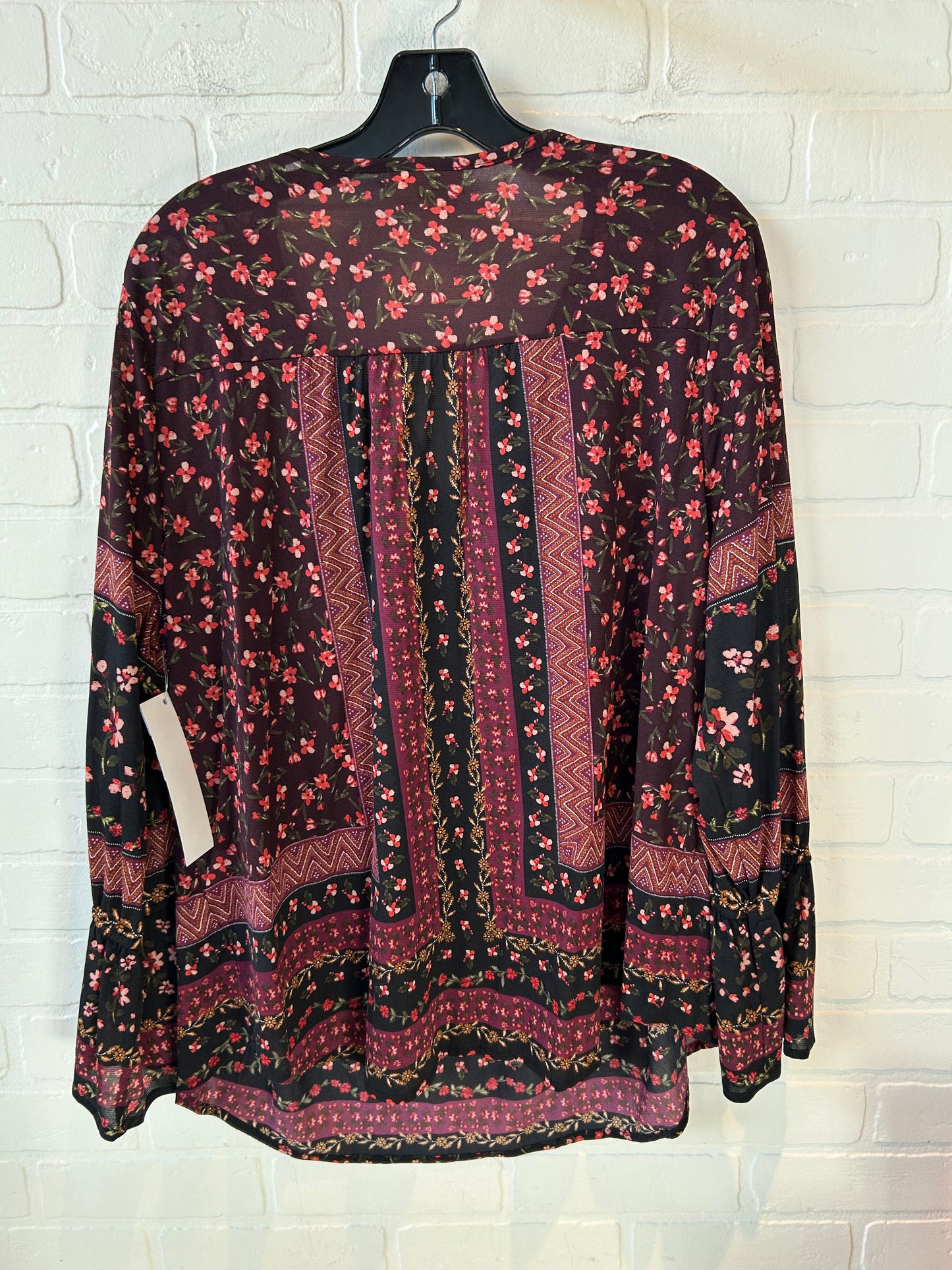 Top Long Sleeve By Style And Company In Purple & Red, Size: 2x