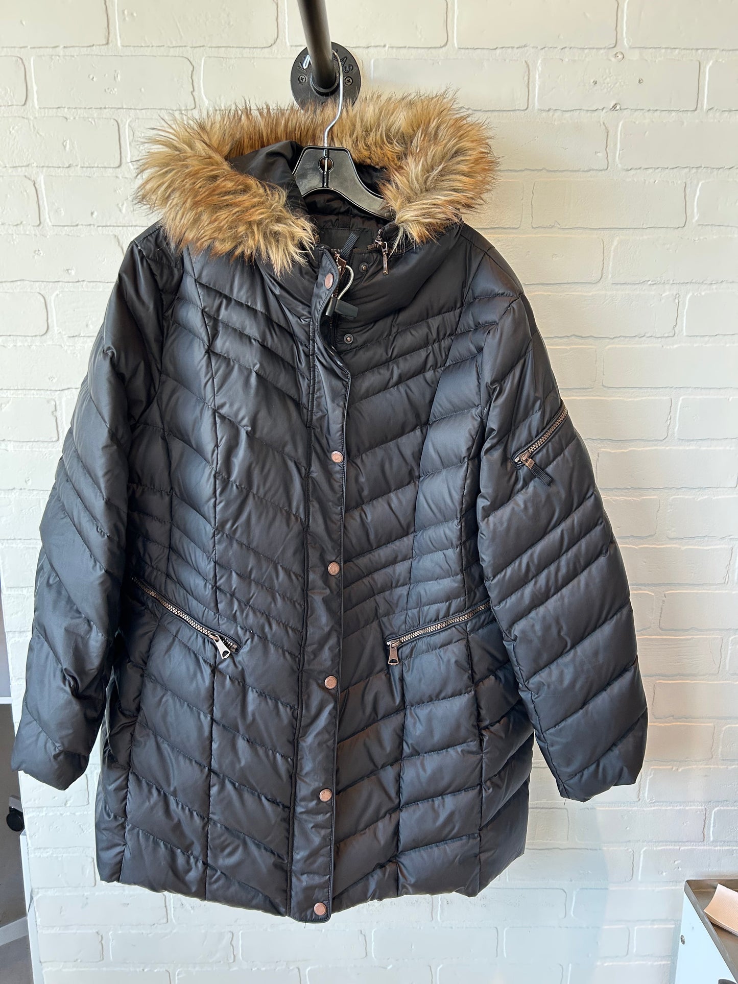 Coat Puffer & Quilted By Marc New York In Black, Size: 1x