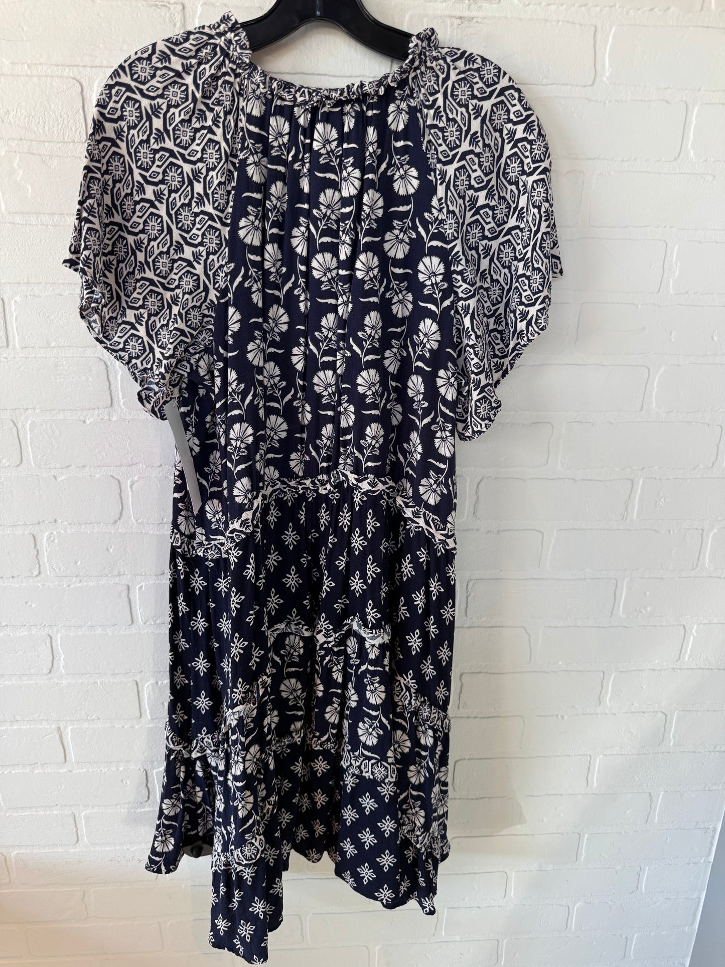 Dress Casual Short By Anthropologie In Blue & Cream, Size: 1x