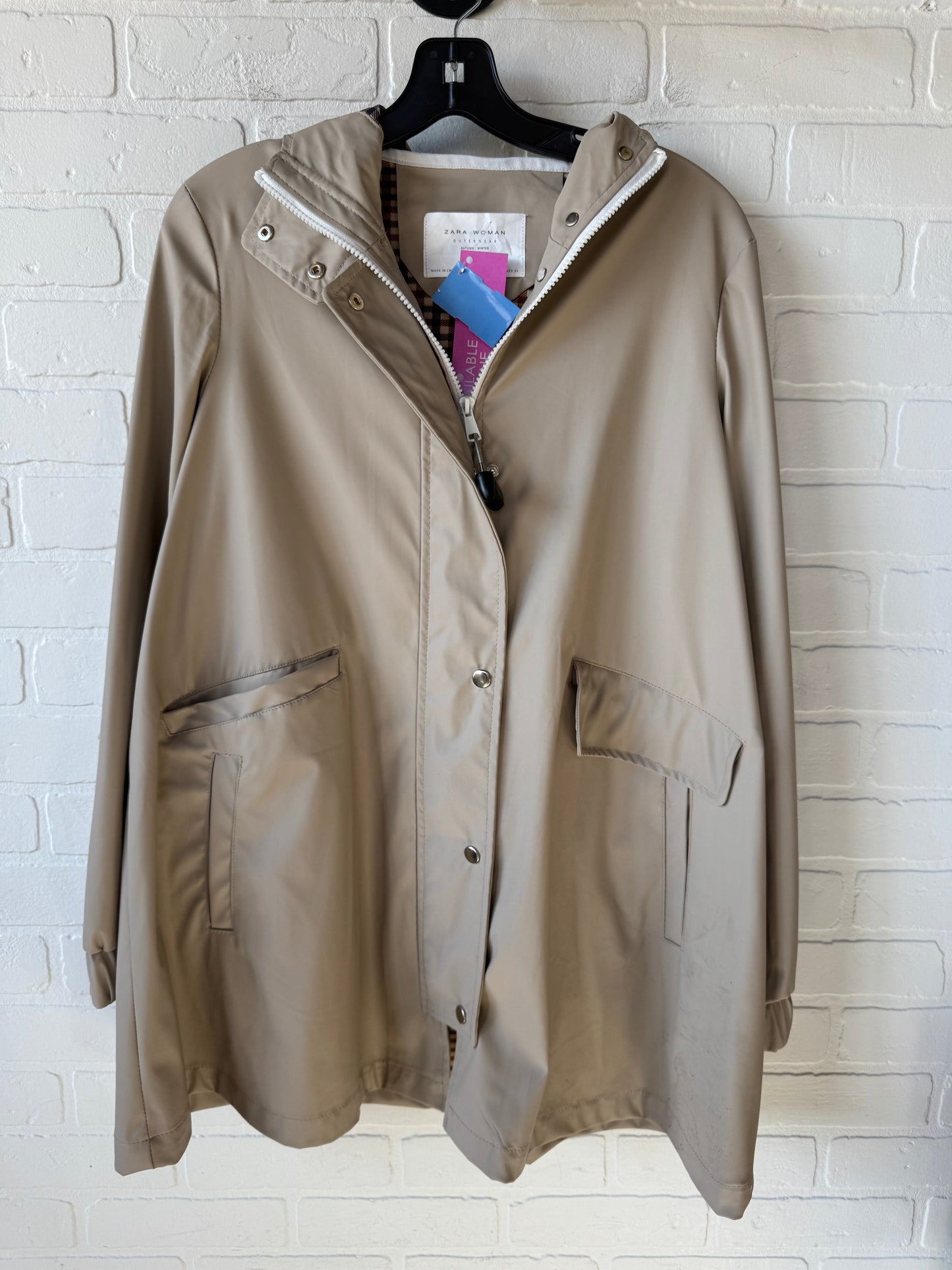 Coat Raincoat By Zara Women In Tan, Size: Xs