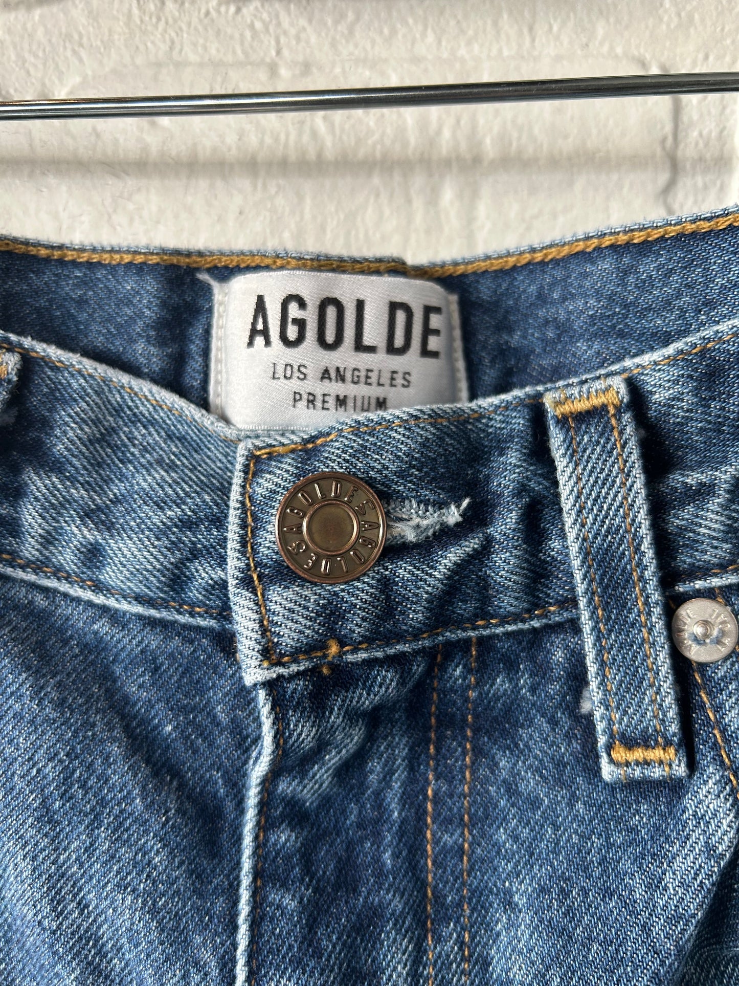 Jeans Straight By Agolde In Blue Denim, Size: 0