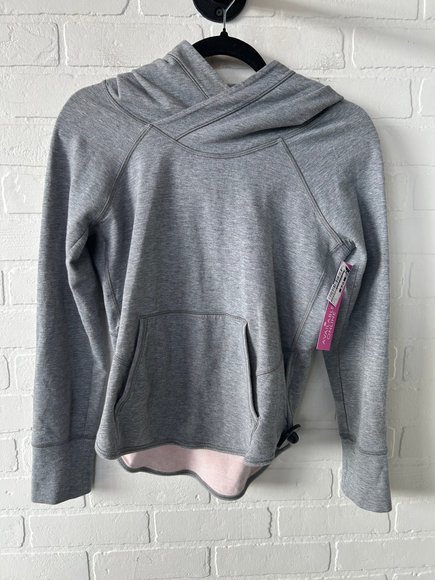 Athletic Top Long Sleeve Hoodie By Lululemon In Grey, Size: S