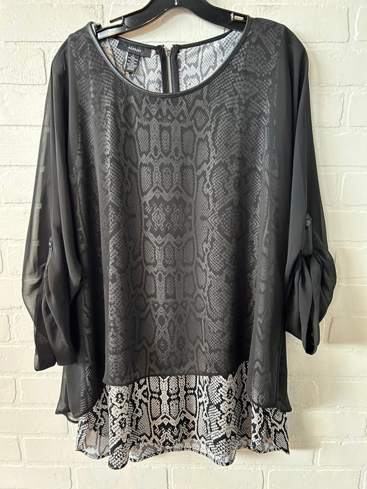 Top Long Sleeve By Alfani In Black & White, Size: L