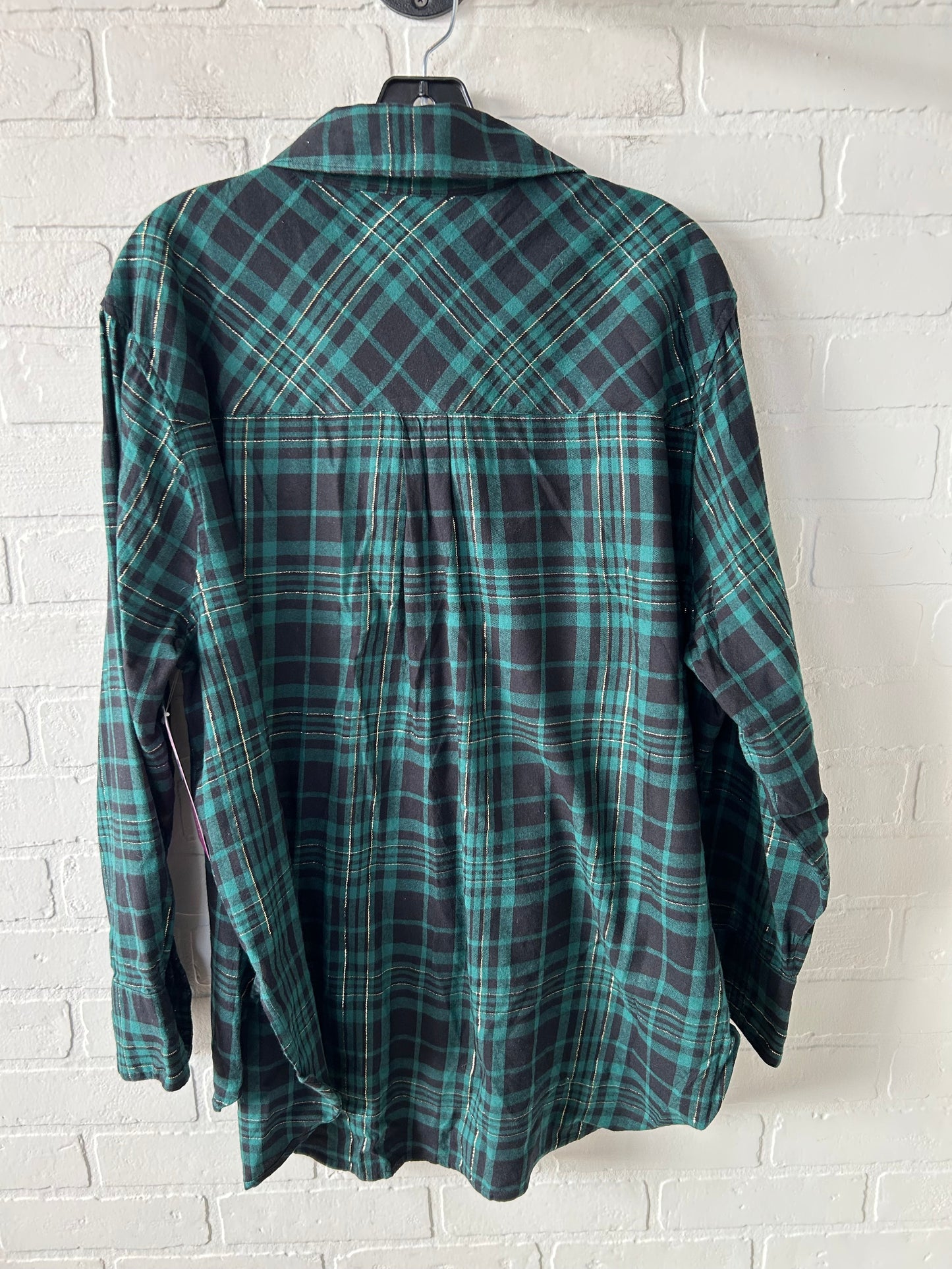 Top Long Sleeve By Lane Bryant In Black & Green, Size: Xl