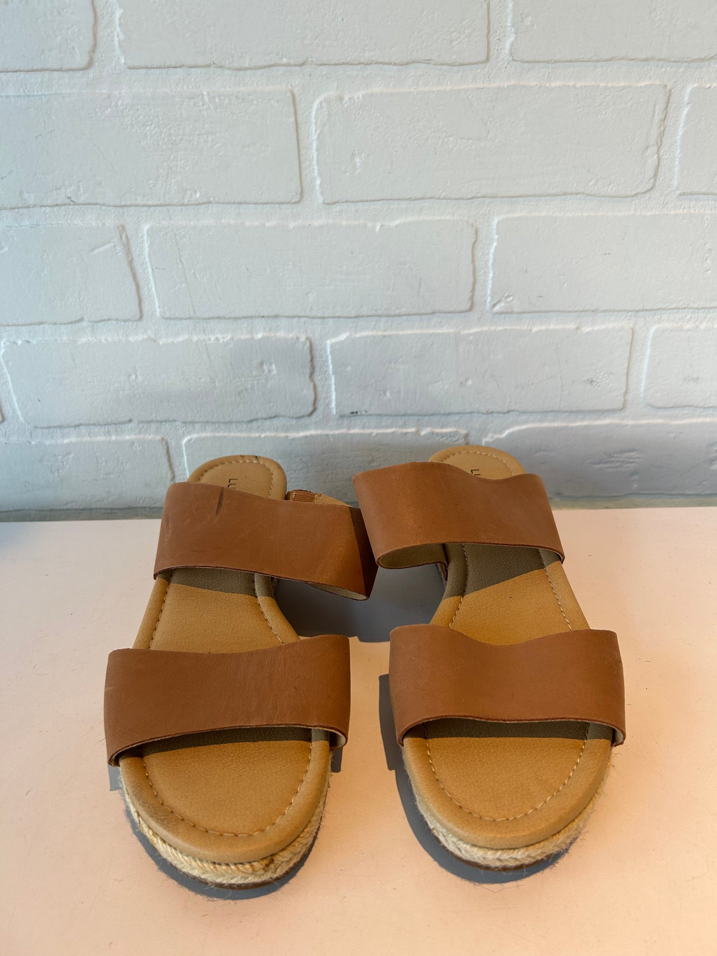 Sandals Heels Wedge By Lucky Brand In Brown, Size: 8