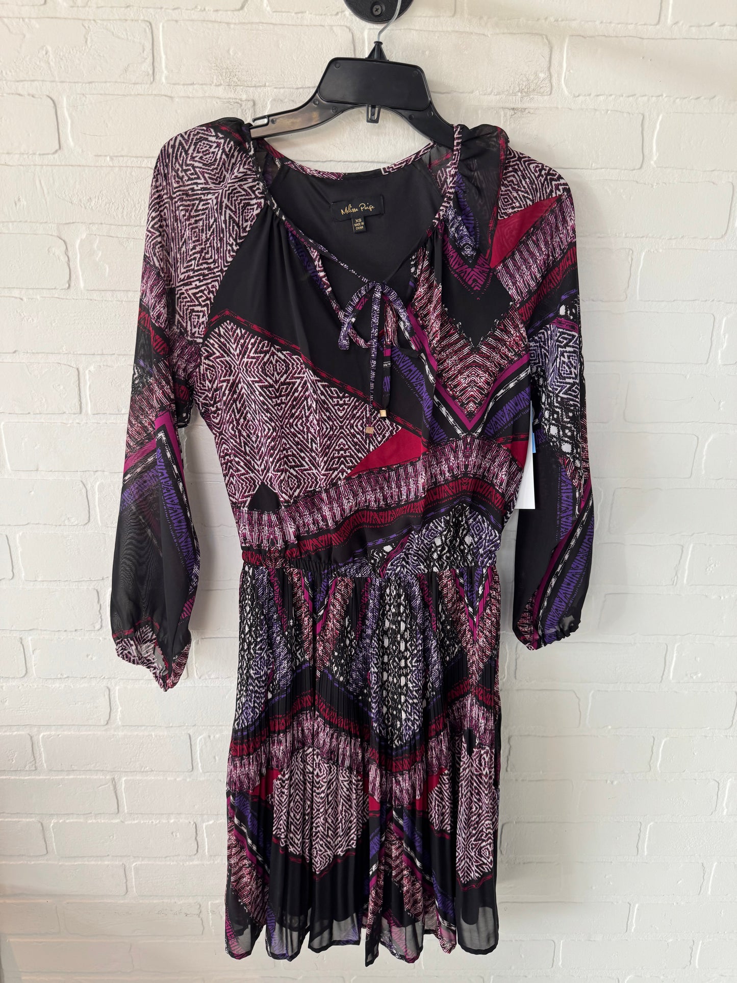 Dress Casual Short By Melissa Paige In Black & Purple, Size: Xs