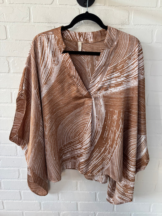 Top 3/4 Sleeve By Tyche In Cream & Tan, Size: M