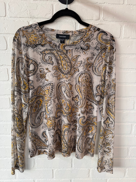 Top Long Sleeve By Karen Kane In Cream & Yellow, Size: L