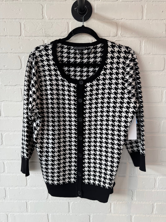 Sweater Cardigan By Adrianna Papell In Black & White, Size: M