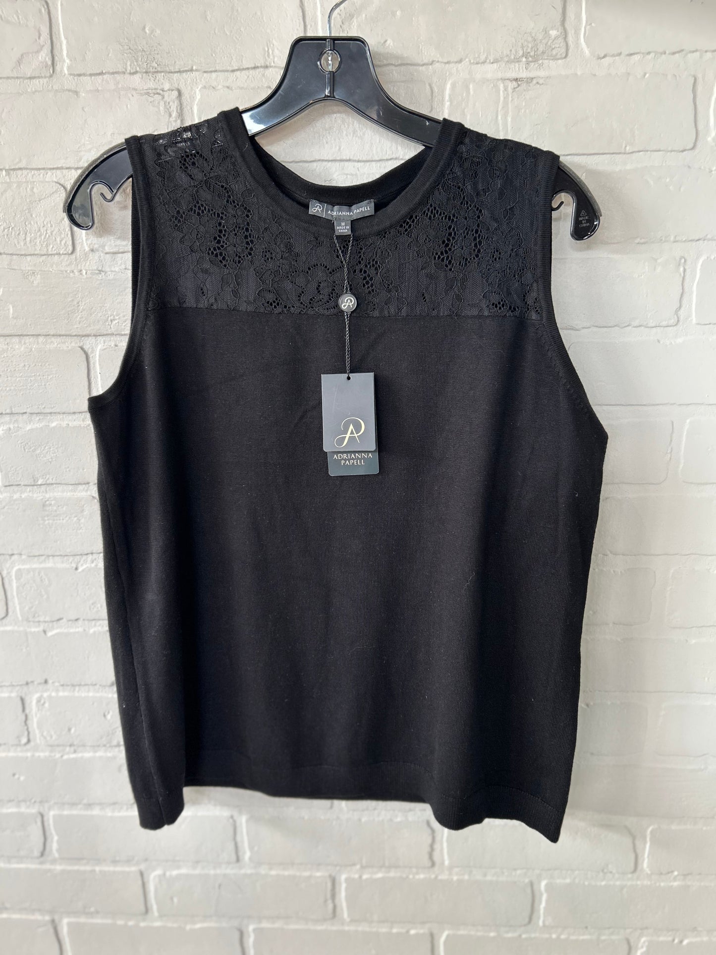 Vest Sweater By Adrianna Papell In Black, Size: M