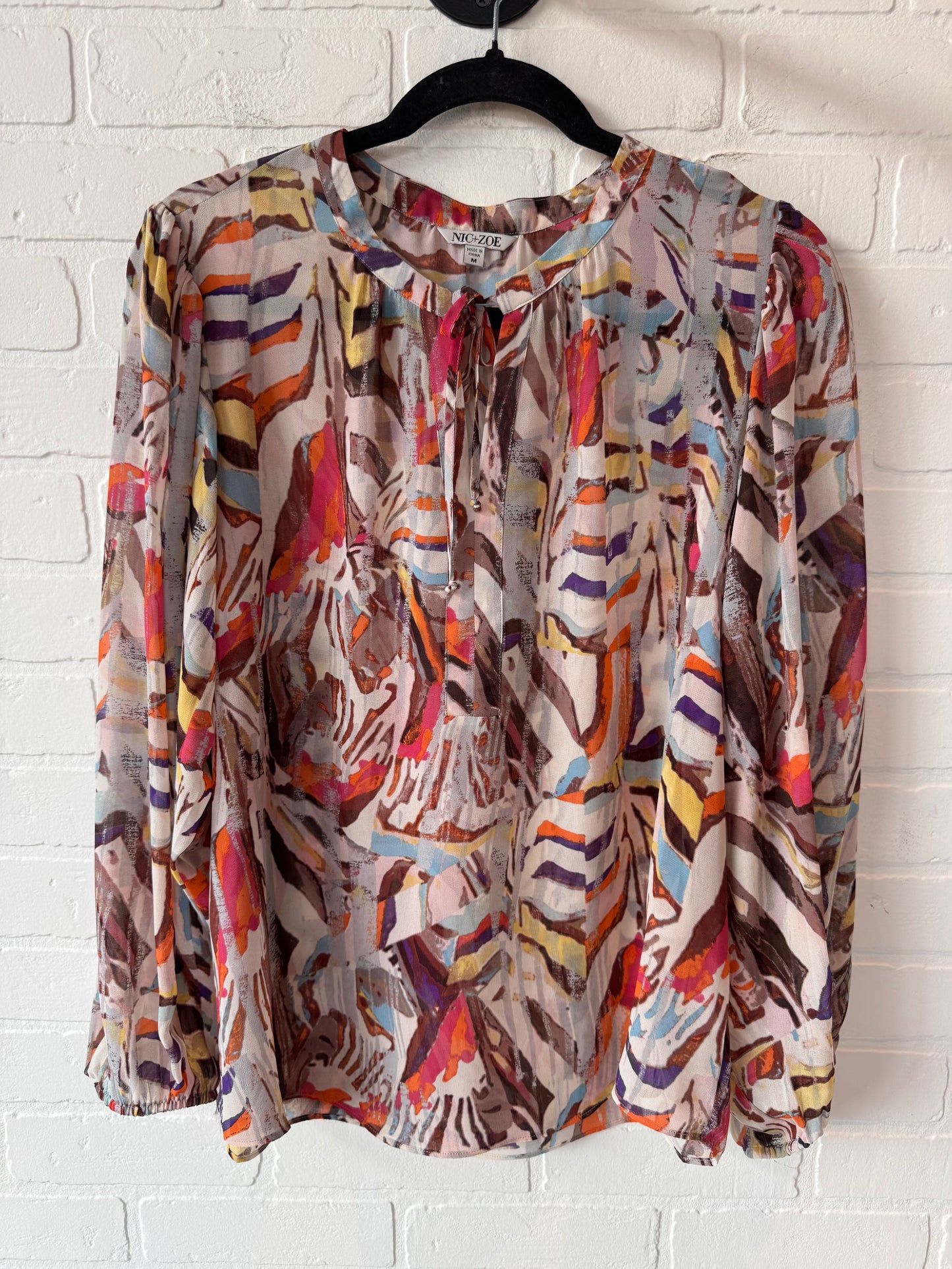 Top Long Sleeve By Nic + Zoe In Multi-colored, Size: M