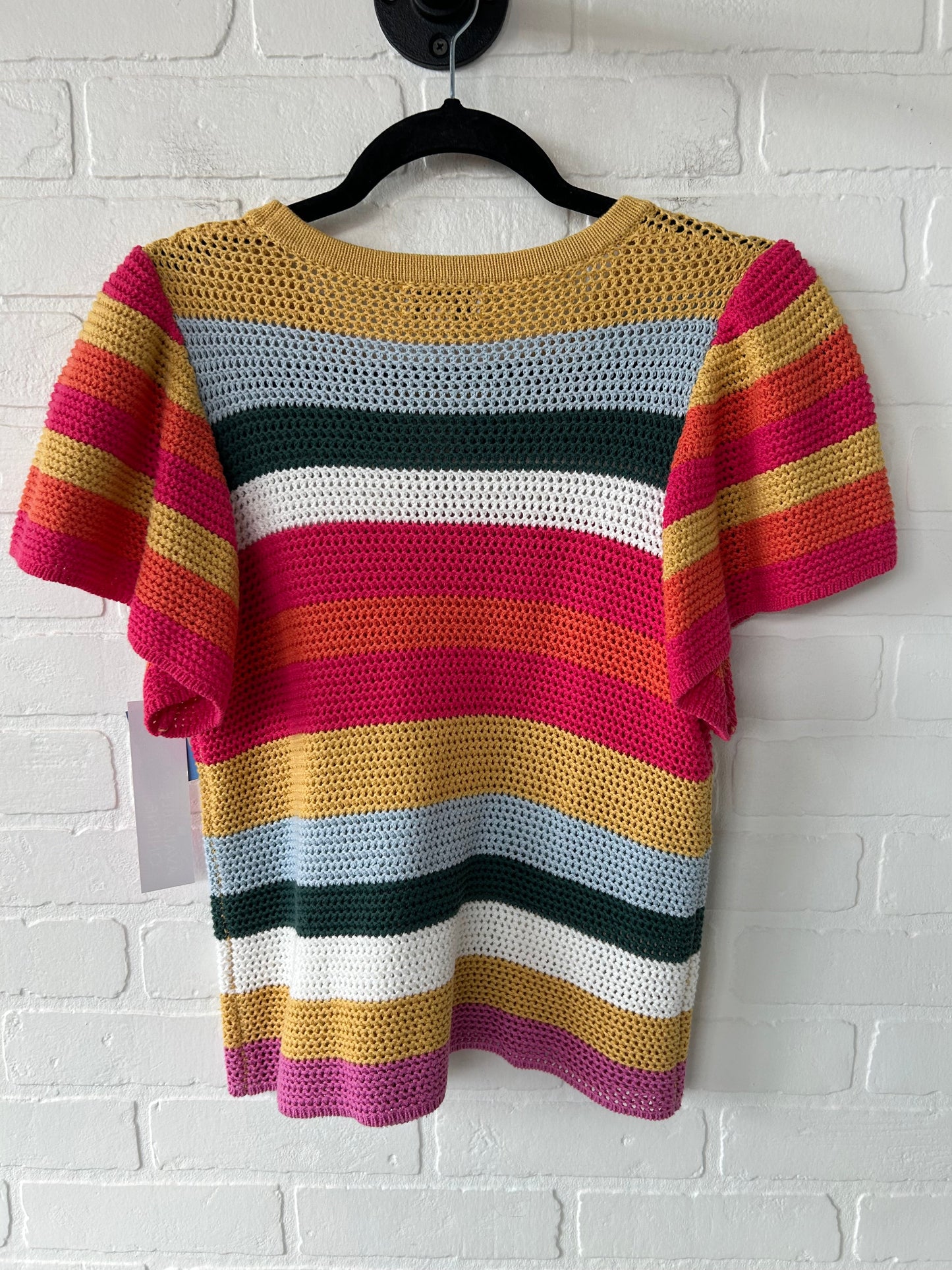 Sweater Short Sleeve By Evereve In Striped Pattern, Size: S