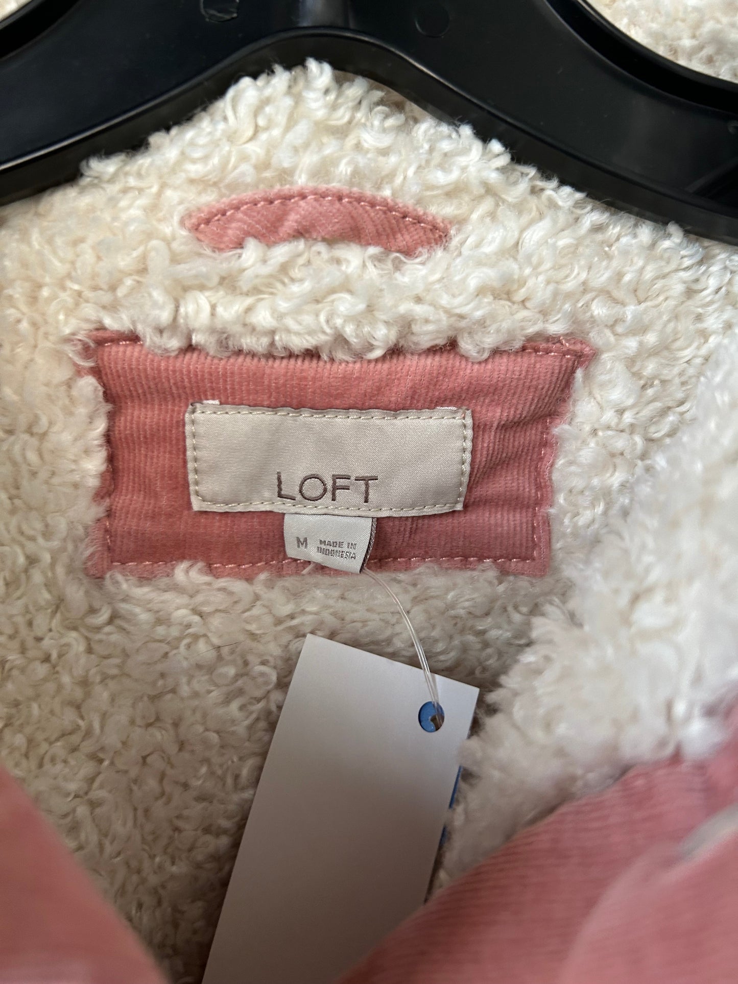 Jacket Fleece By Loft In Cream & Pink, Size: M