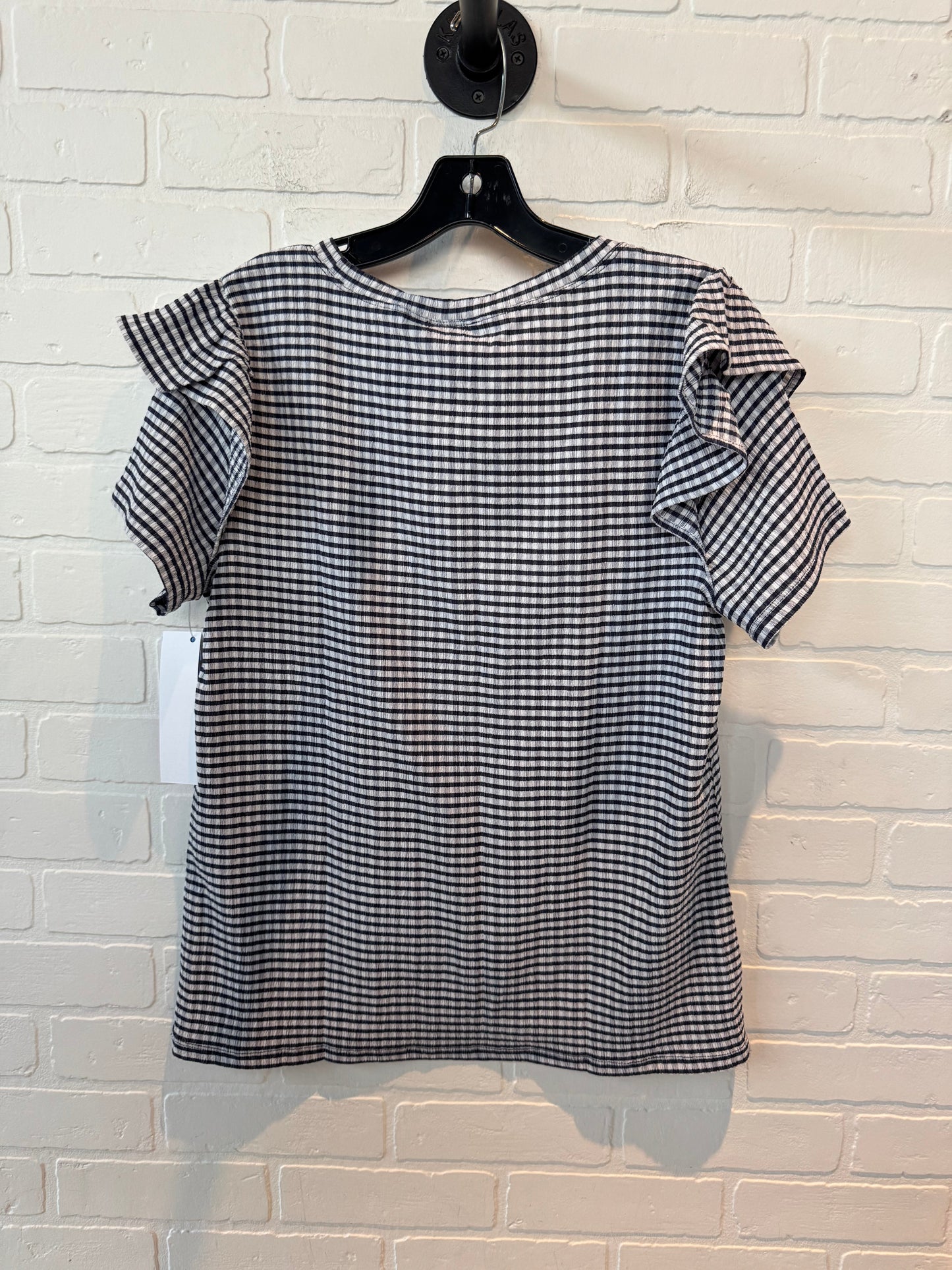 Top Short Sleeve By Ann Taylor In Blue & White, Size: L