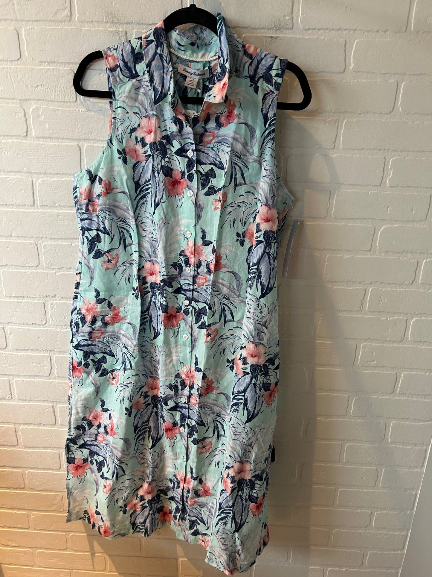 Dress Casual Midi By Tommy Bahama In Blue & Pink, Size: L