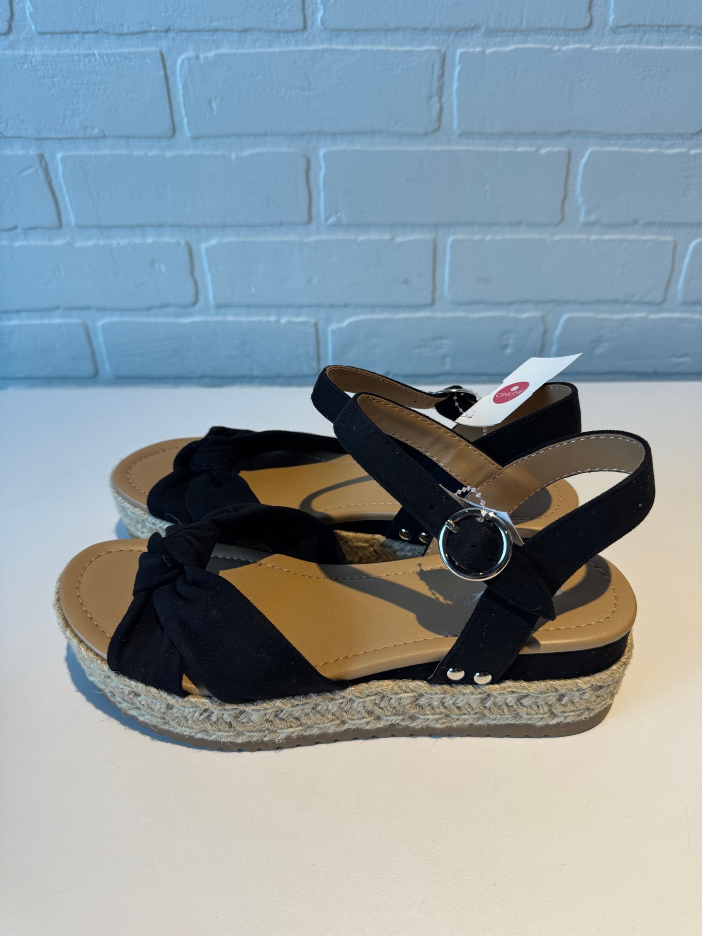 Sandals Heels Wedge By Soda In Black, Size: 8