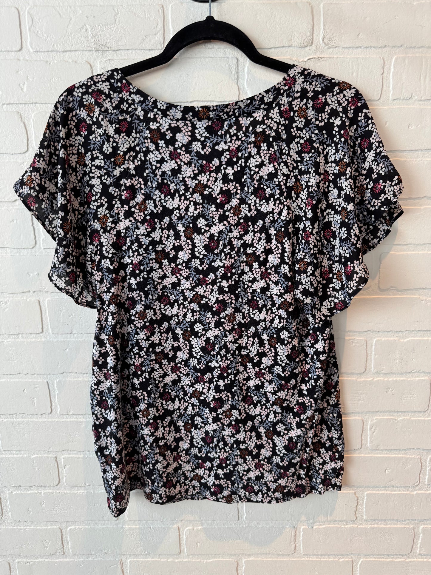 Top Short Sleeve By Loft In Black & White, Size: M