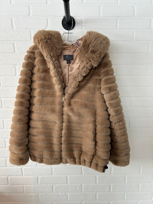 Coat Faux Fur & Sherpa By Gallery In Tan, Size: M