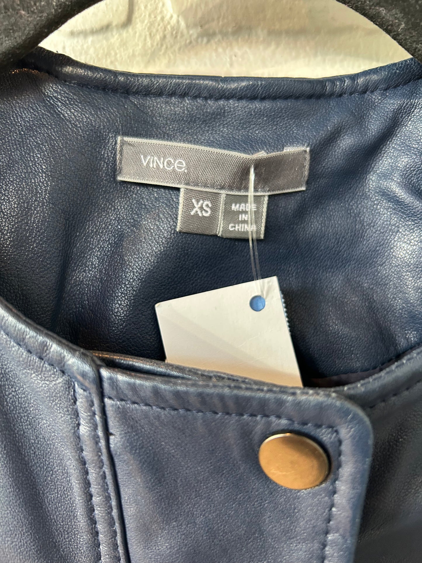 Jacket Moto Leather By Vince In Navy, Size: Xs