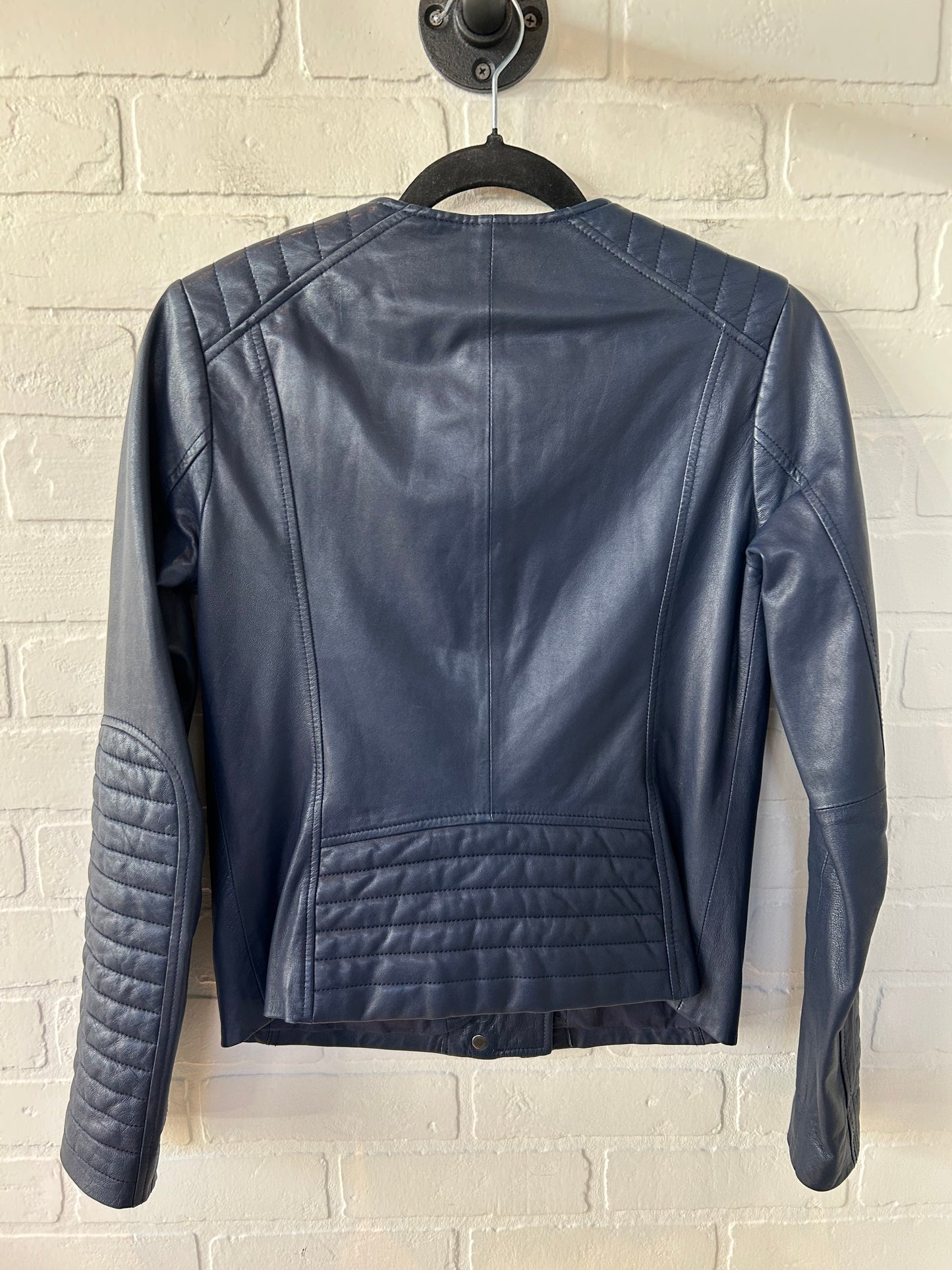 Jacket Moto Leather By Vince In Navy, Size: Xs