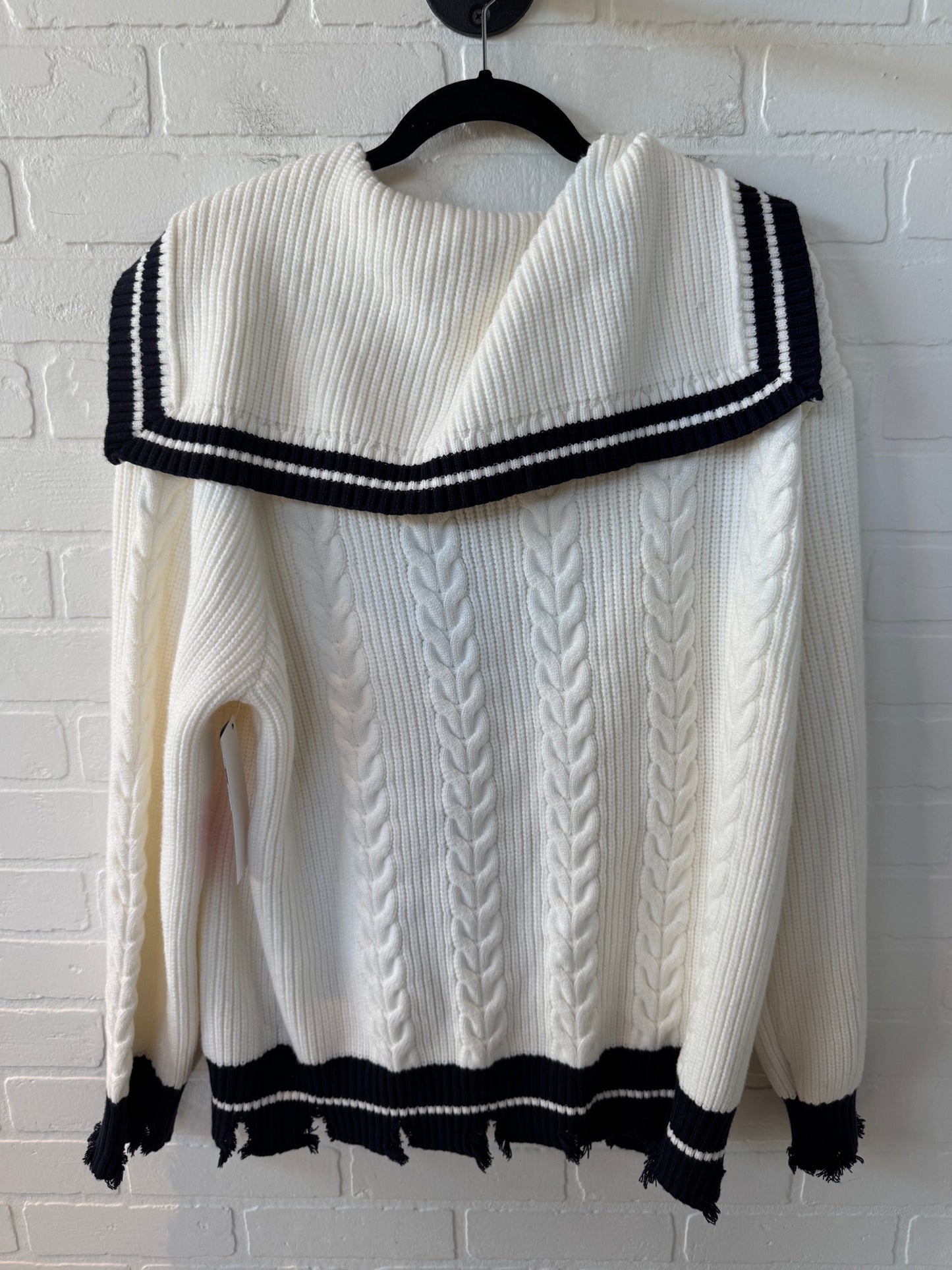 Sweater Cardigan By Clothes Mentor In Blue & White, Size: S