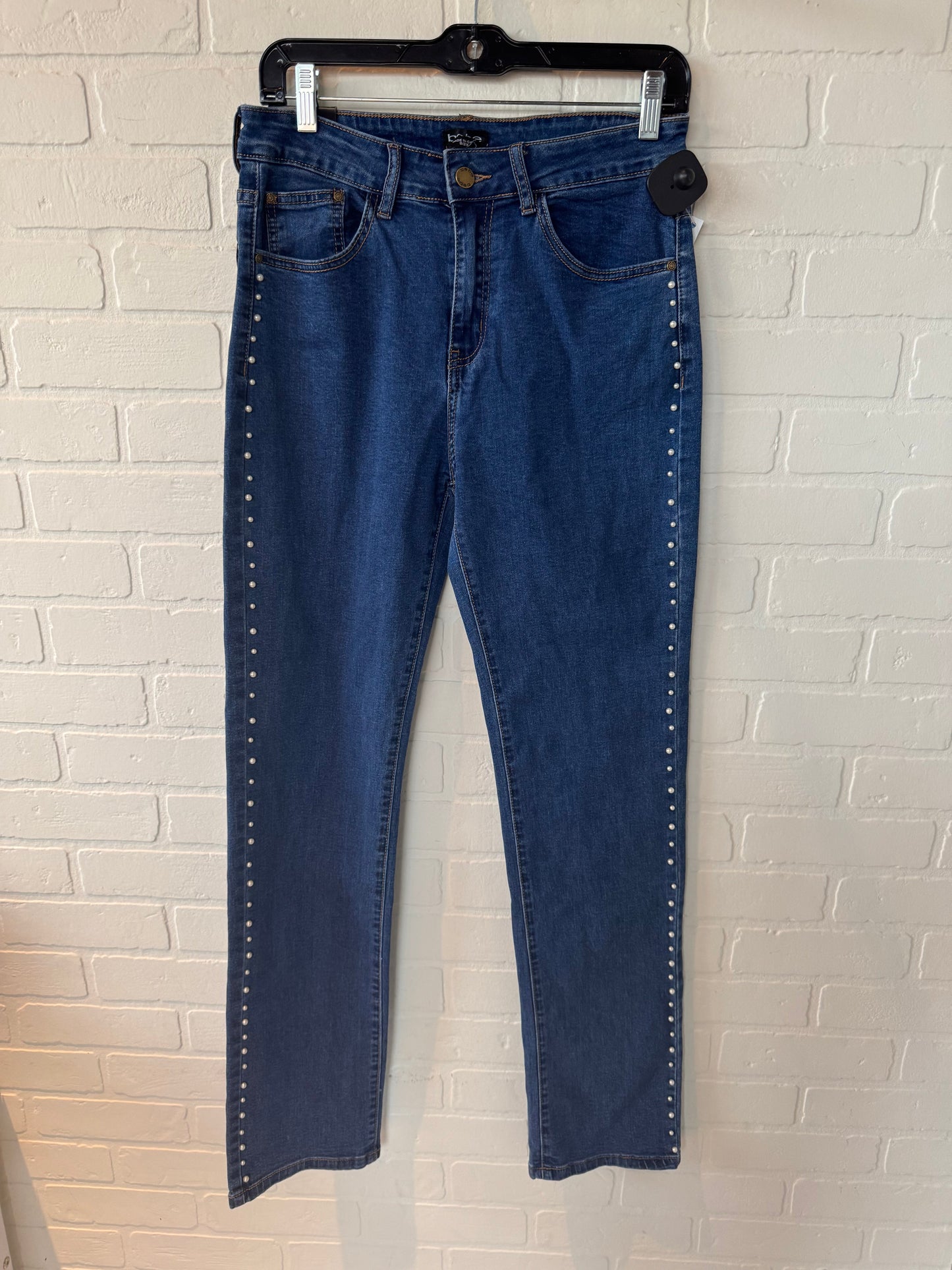 Jeans Straight By Bebe In Blue Denim, Size: 8