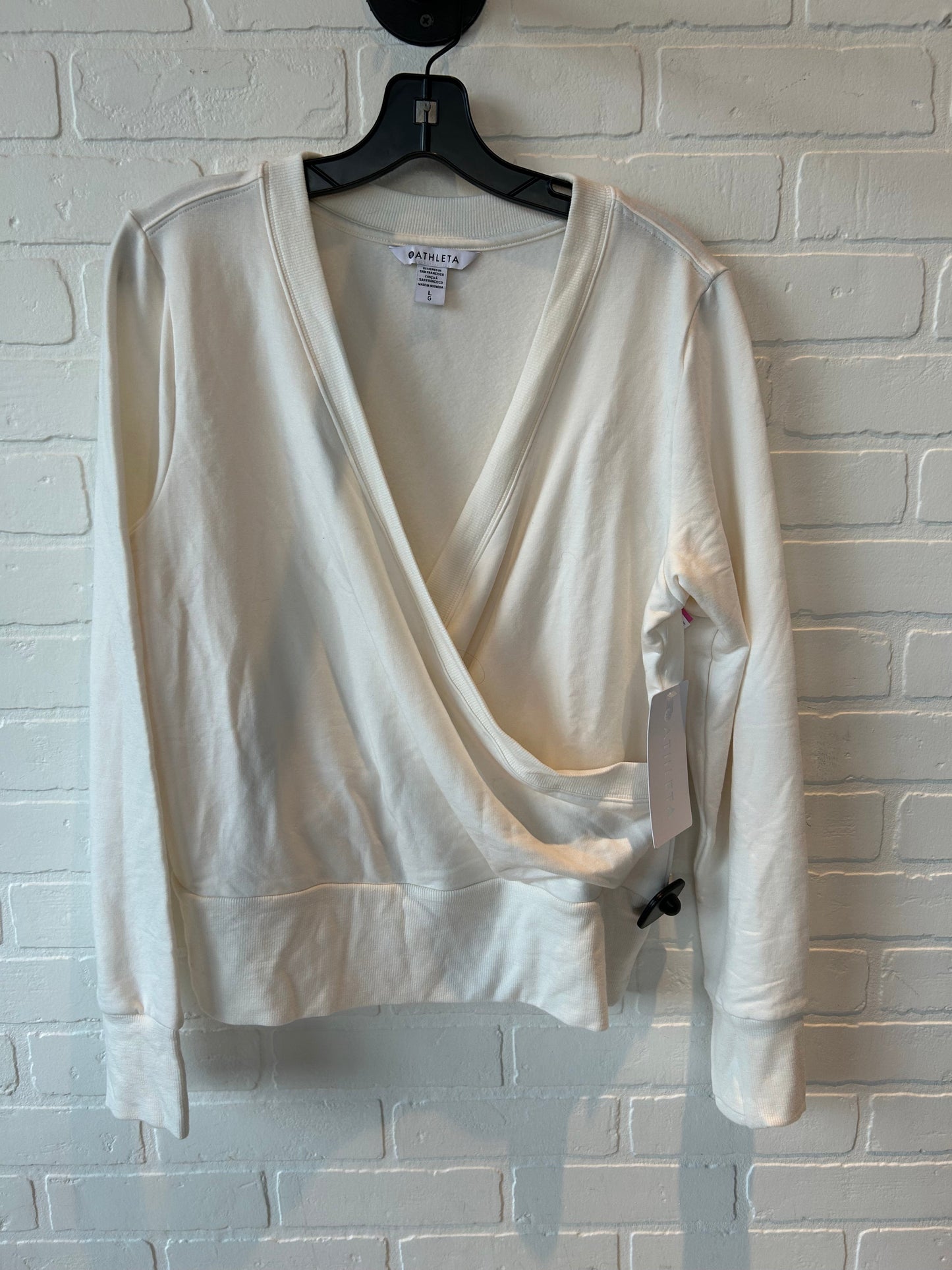 Athletic Sweatshirt Crewneck By Athleta In Cream, Size: L