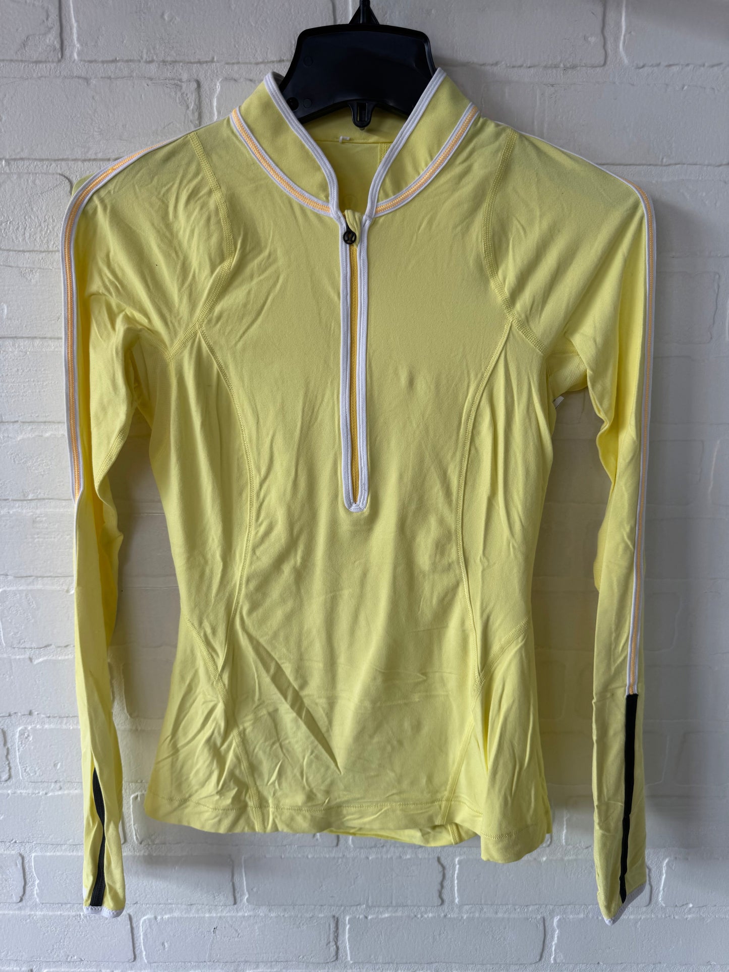 Athletic Top Long Sleeve Collar By Lululemon In Yellow, Size: S