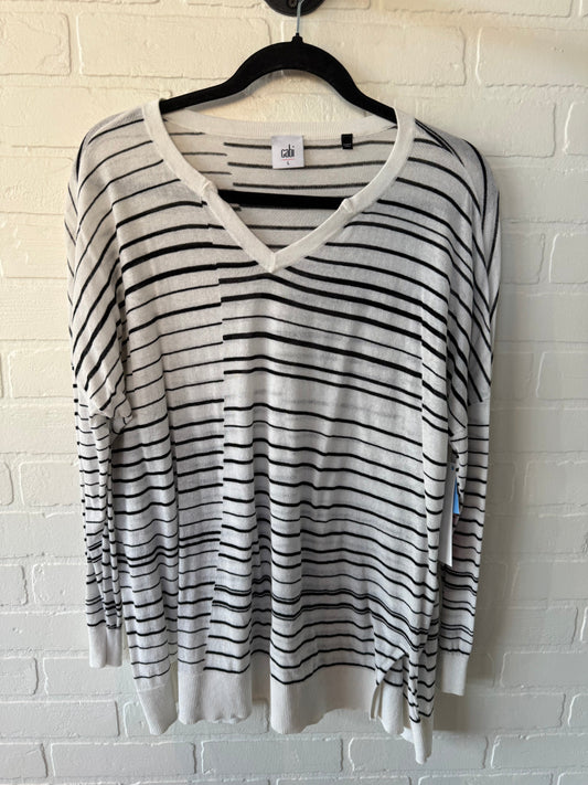 Top Long Sleeve By Cabi In Black & White, Size: L