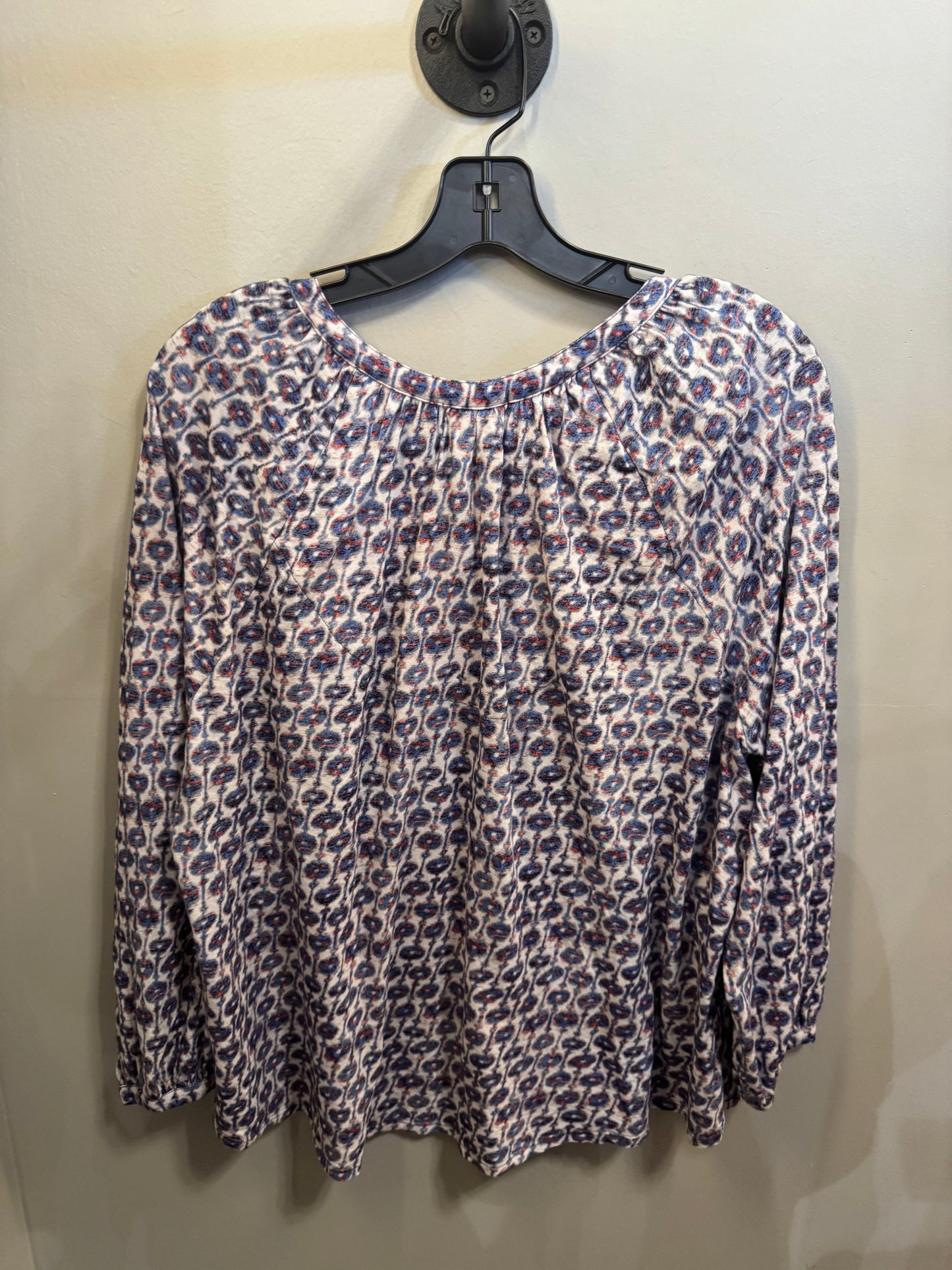 Top Long Sleeve By Nic + Zoe In Blue & White, Size: Xxl