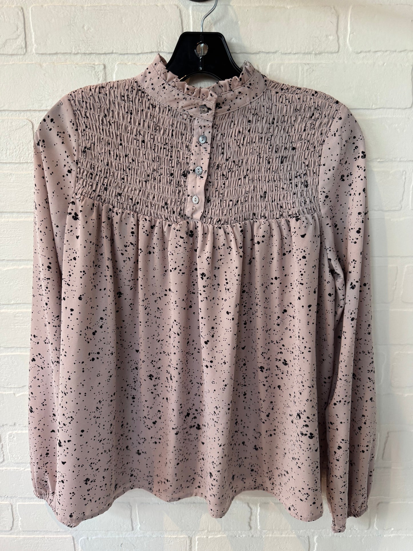 Top Long Sleeve By She + Sky In Black & Pink, Size: S