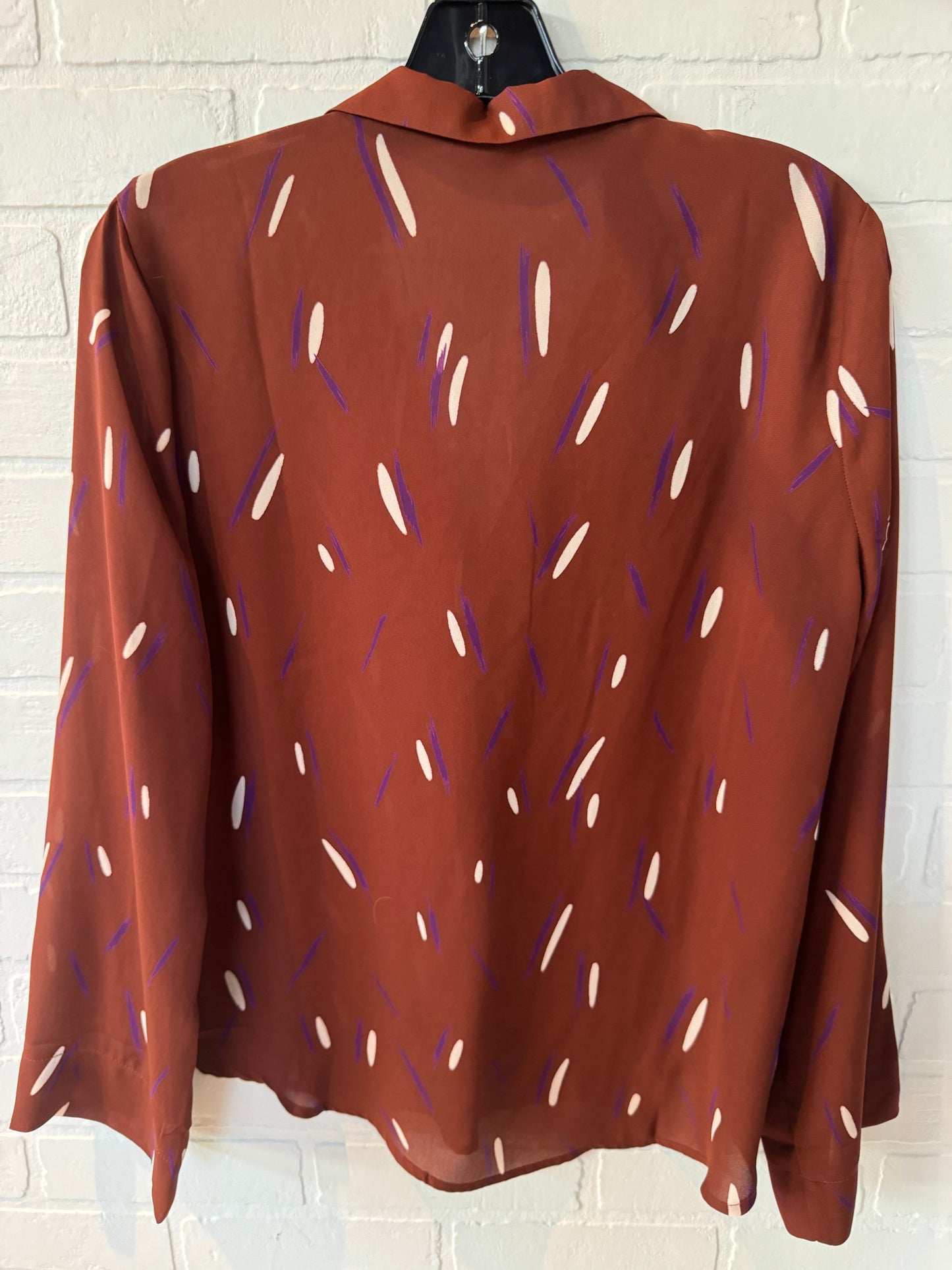 Top Long Sleeve By Lush In Brown & Cream, Size: S