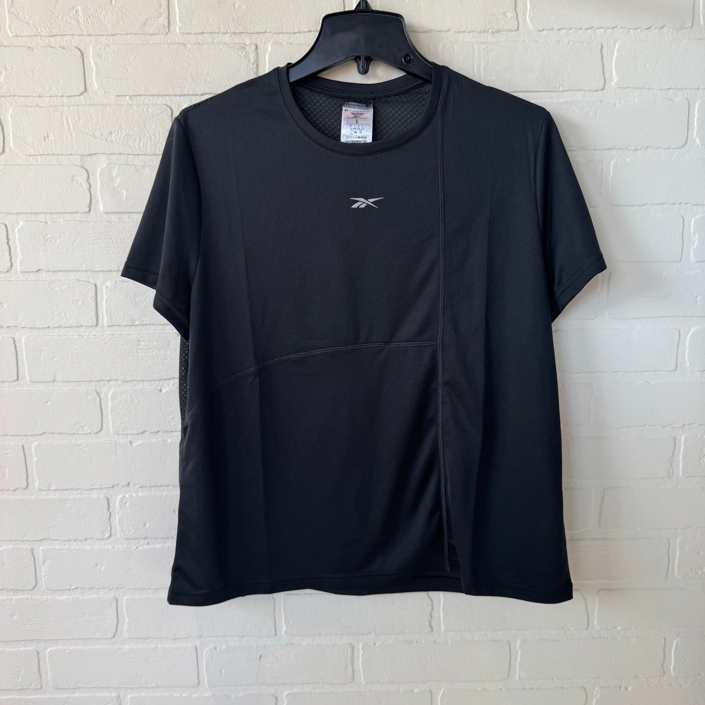 Athletic Top Short Sleeve By Reebok In Black, Size: L