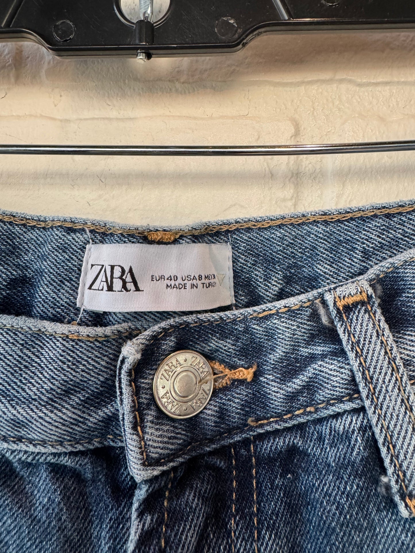 Jeans Wide Leg By Zara In Blue Denim, Size: 8