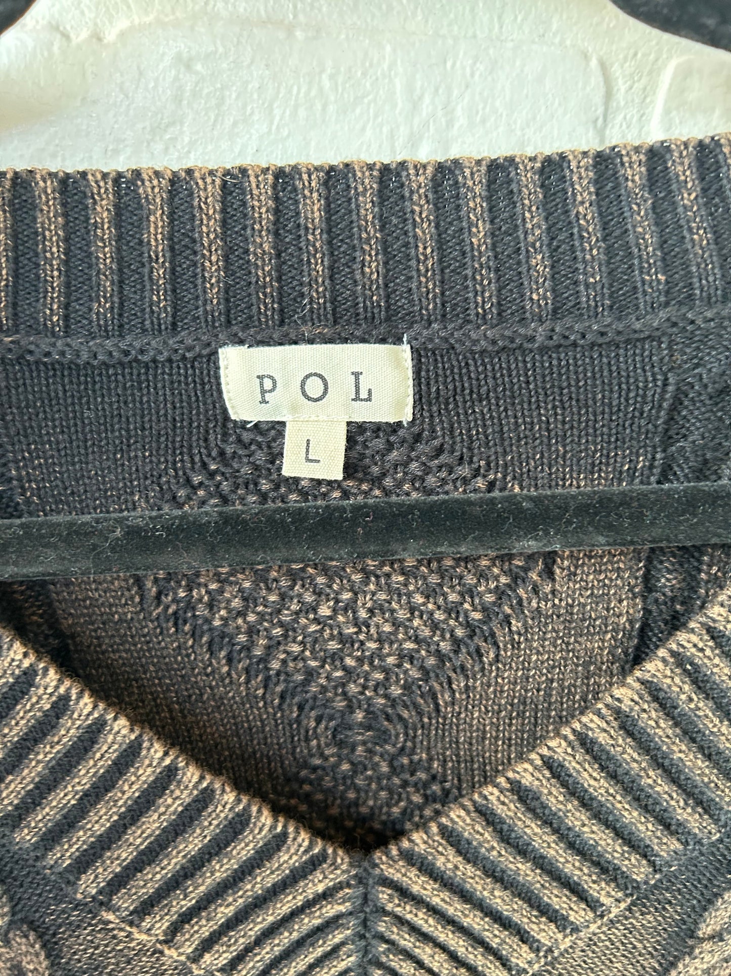 Sweater By Pol In Black & Brown, Size: L