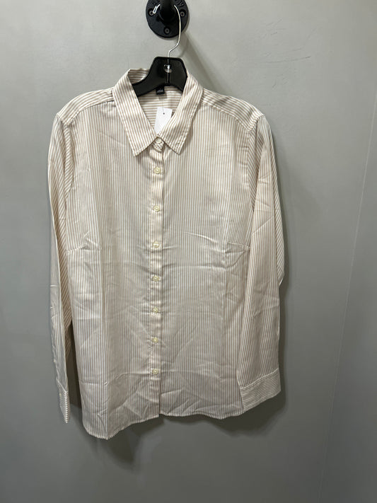 Top Long Sleeve By Ann Taylor In Tan & White, Size: Xl