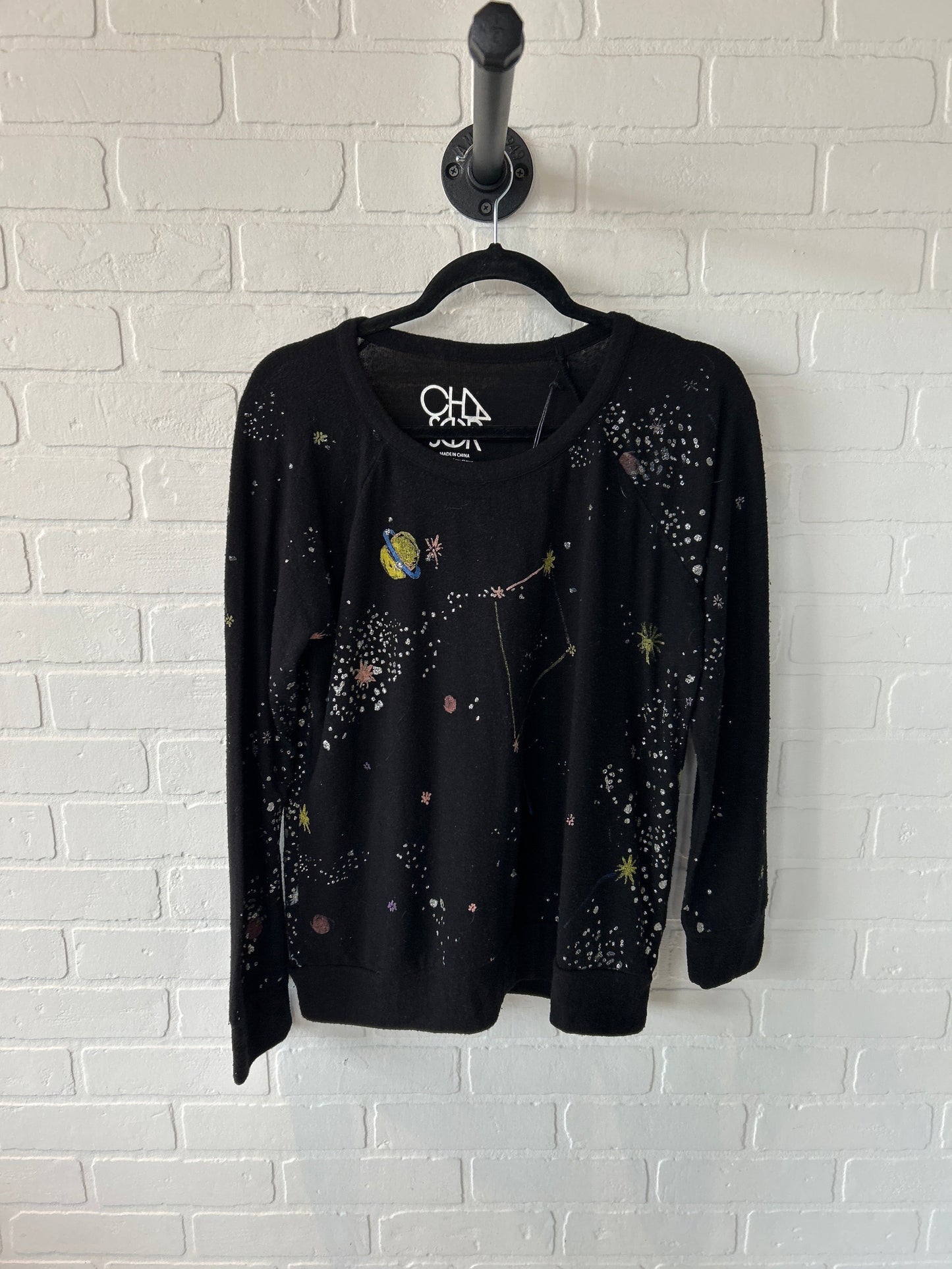 Top Long Sleeve By Chaser In Black, Size: L