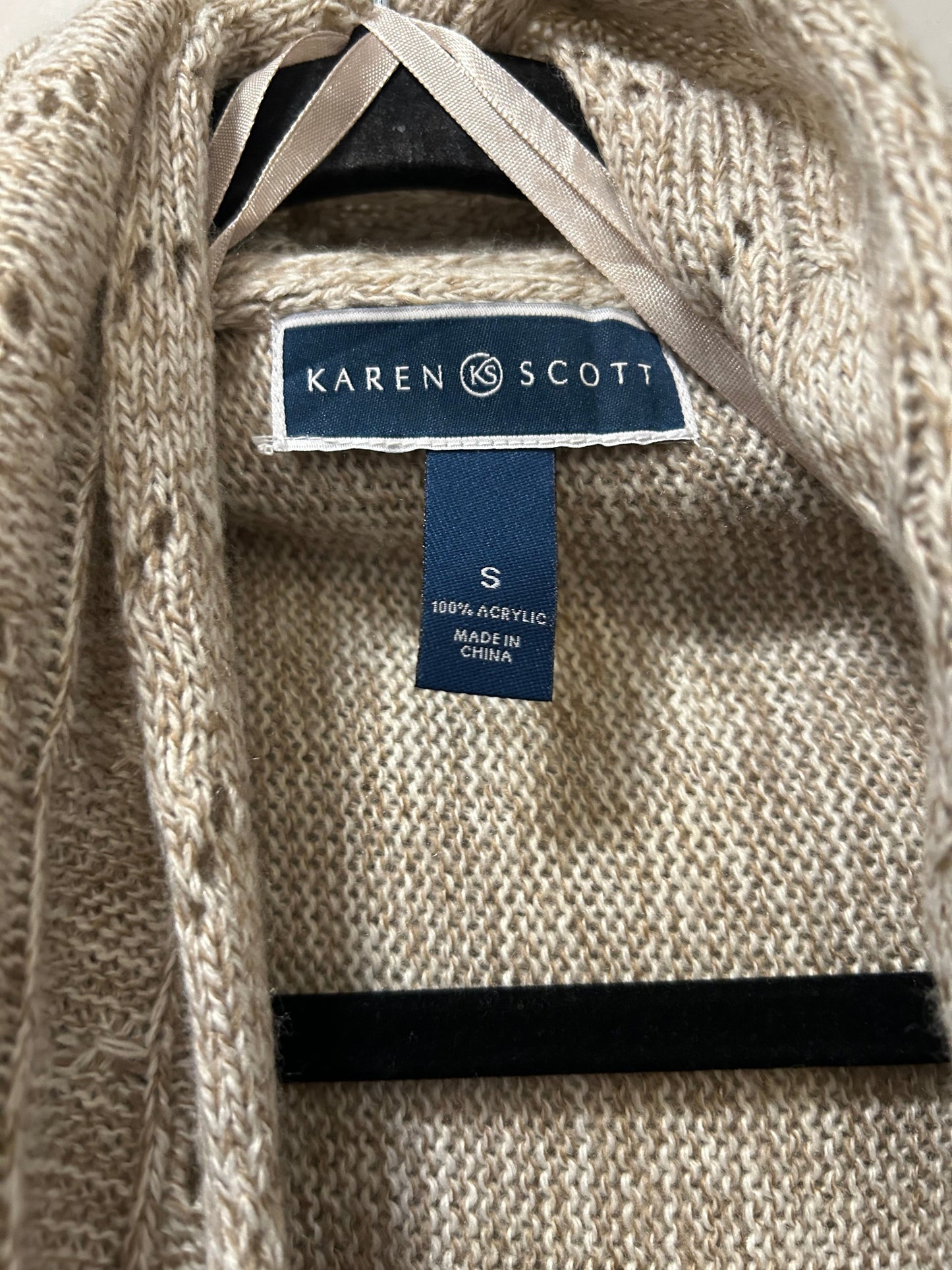 Sweater Cardigan By Karen Scott In Tan, Size: S