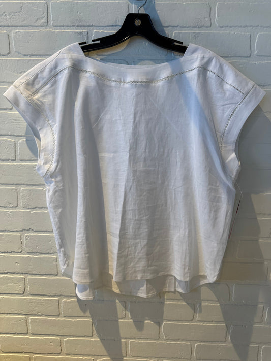 Top Short Sleeve By Ann Taylor In White, Size: Xl