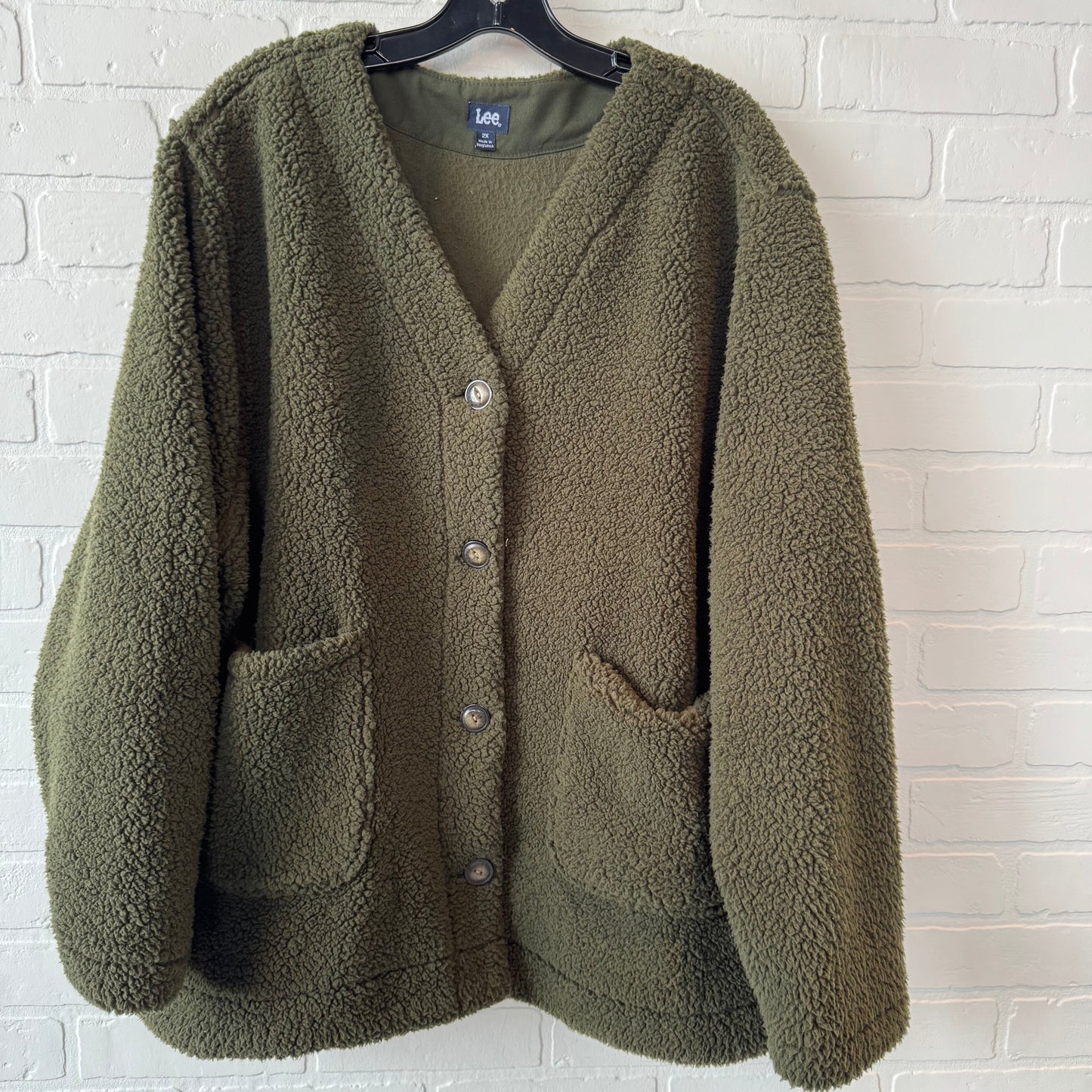 Jacket Fleece By Lee In Green, Size: 2x